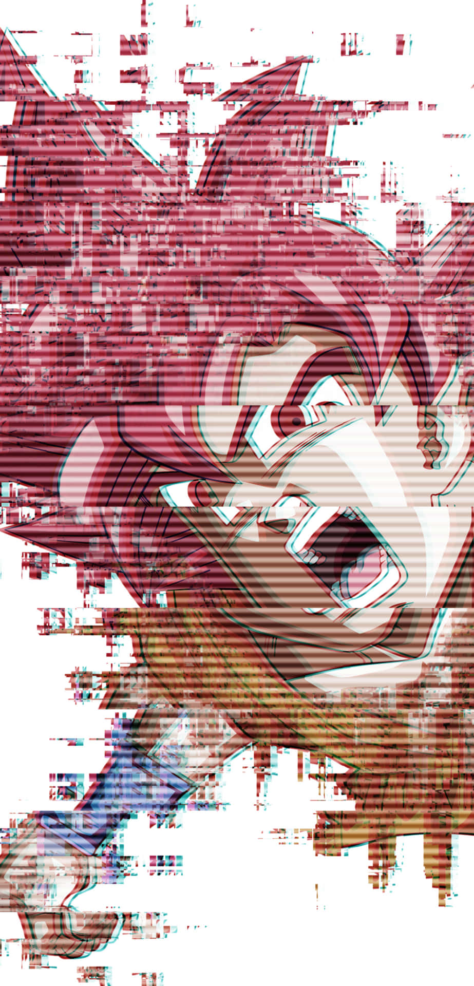 Glitch Effect Red Hair Goku Background