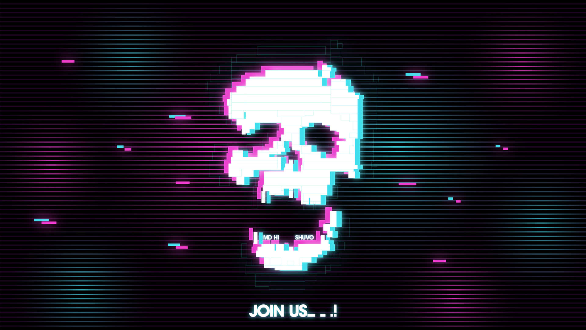 Glitch Effect Skeleton Join Us Background