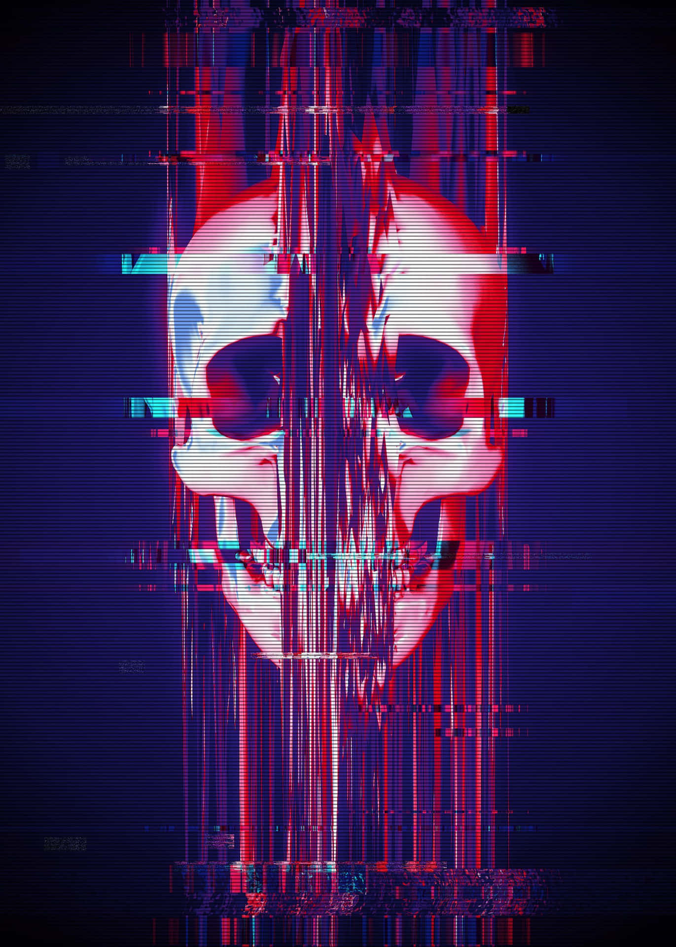 Glitch Effect Skull Glitch Middle Background