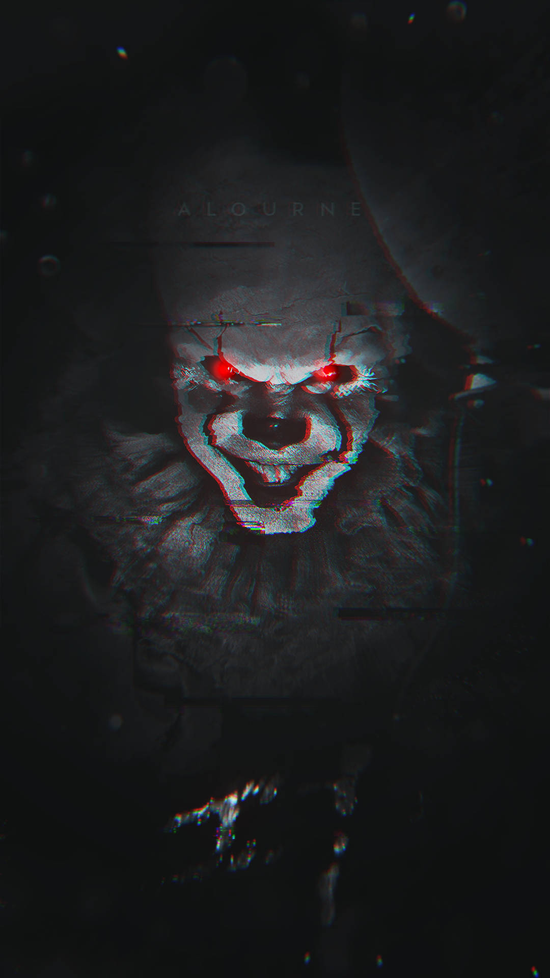 Glitch Pennywise In Black And White Background