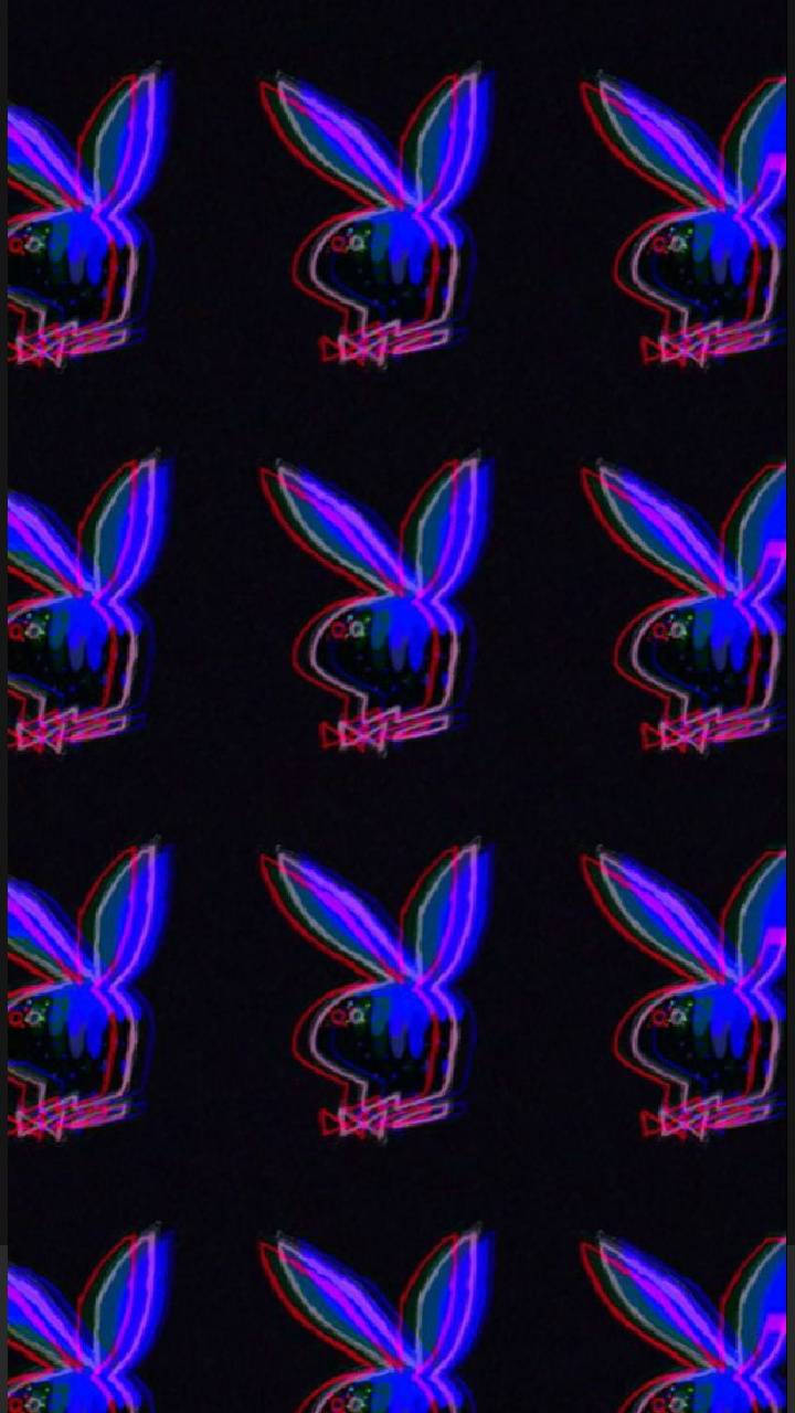Glitch Playboy Logo Pattern Background