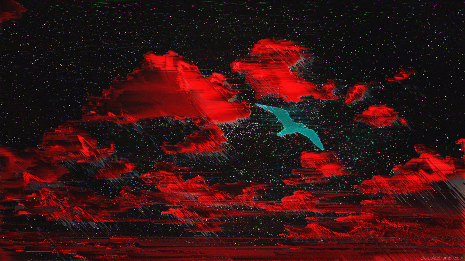 Glitch Red Clouds Artwork Background