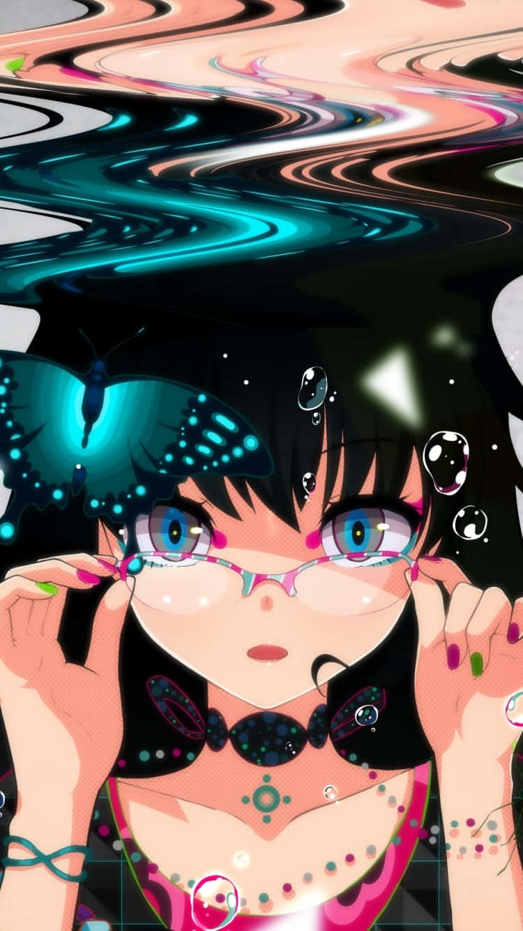 Glitch With Bubble Anime Girl