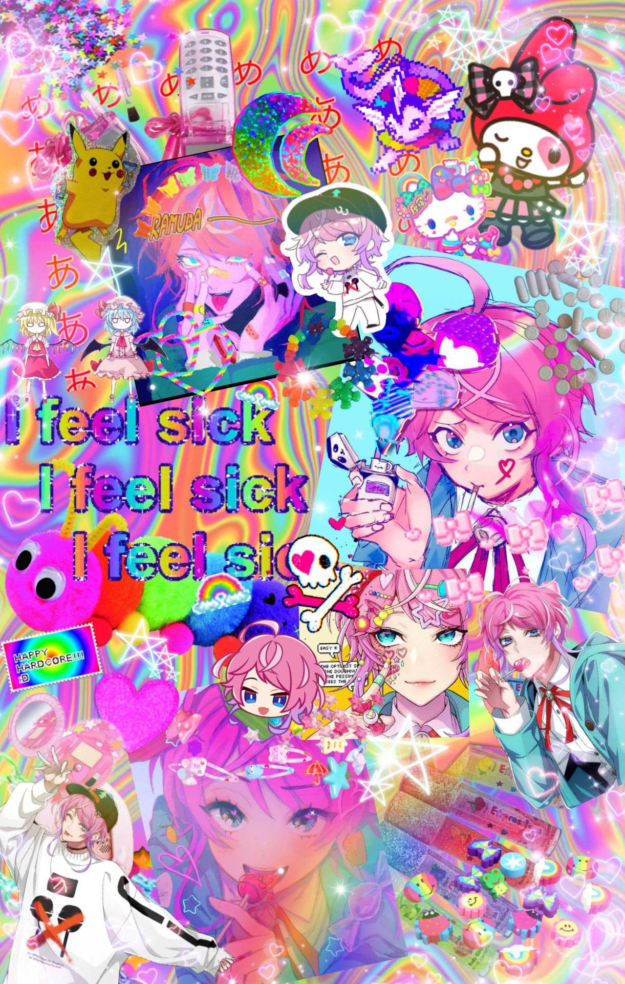 Glitchcore Collage Anime Girls