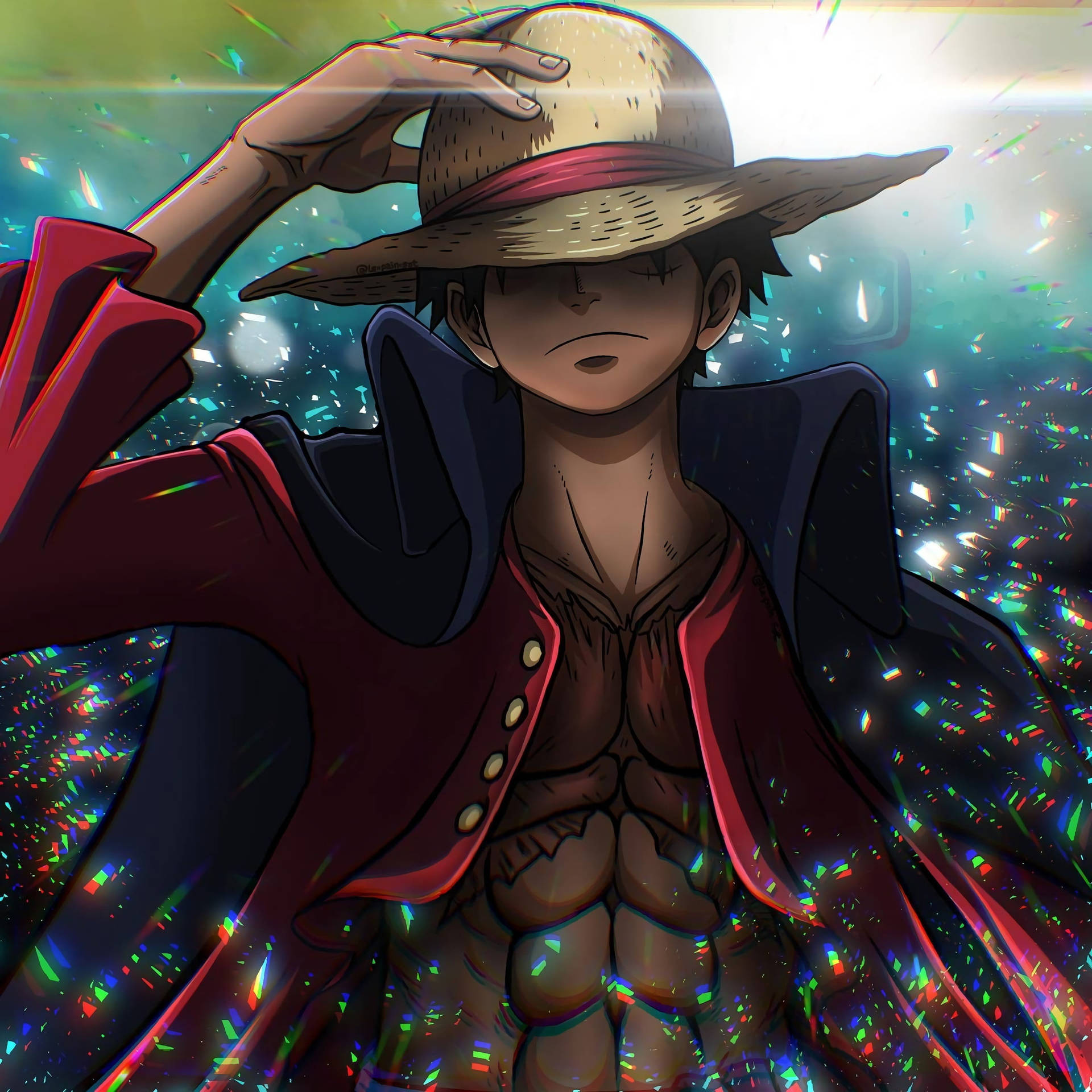 Glitchcore Luffy Aesthetic Background