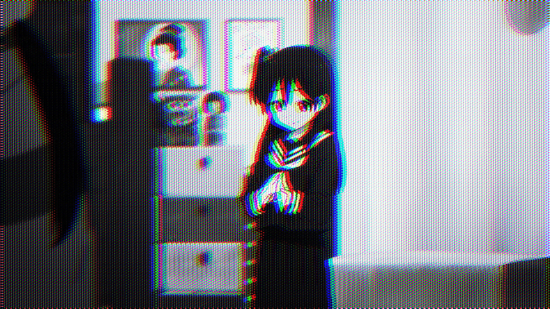 Glitched Dark Anime Aesthetic Desktop
