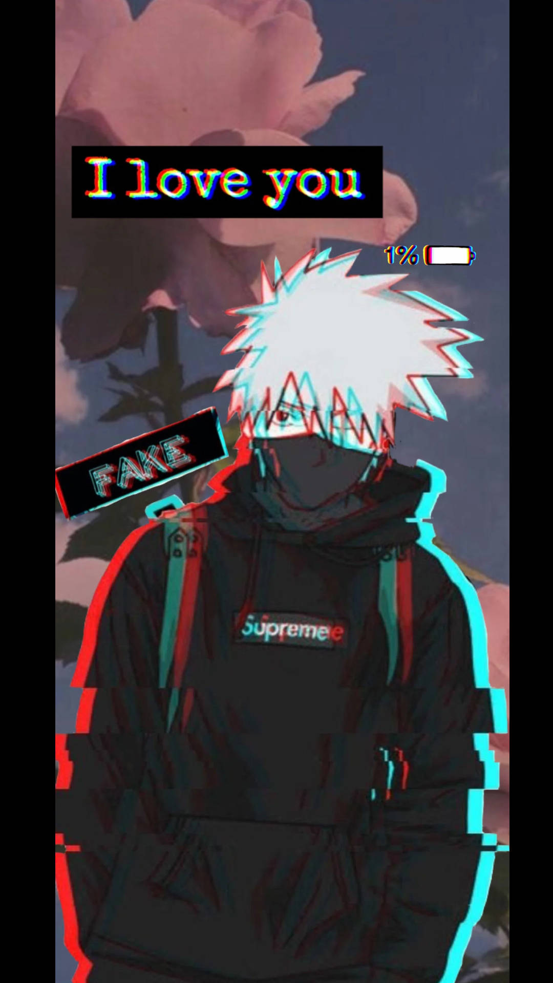 Glitchy Aesthetic Kakashi Hatake Supreme Background