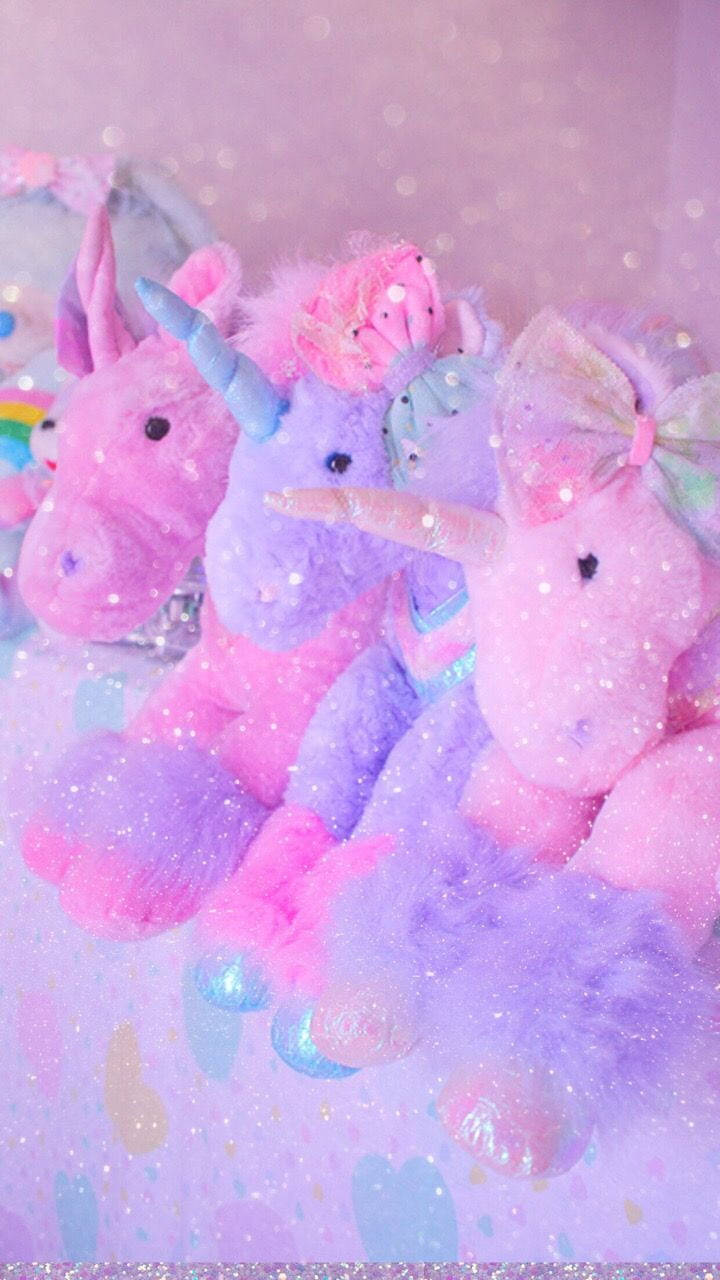 Glitter And Unicorns Pastel Toys Background