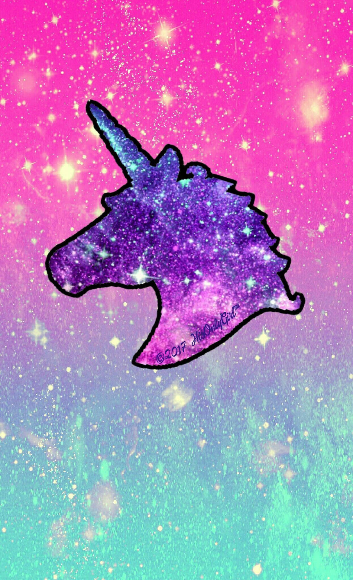 Glitter And Unicorns Purple Background