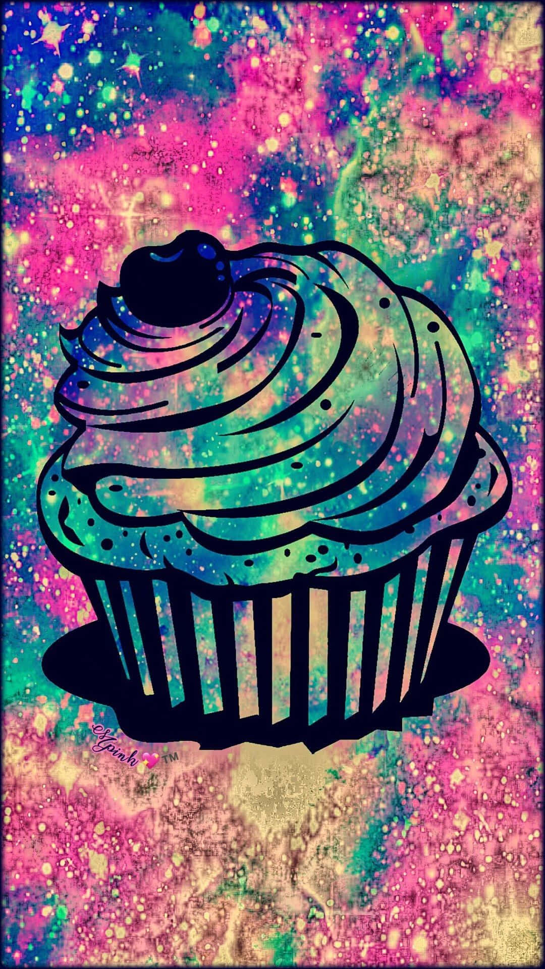 Glitter Galaxy Cupcake Background