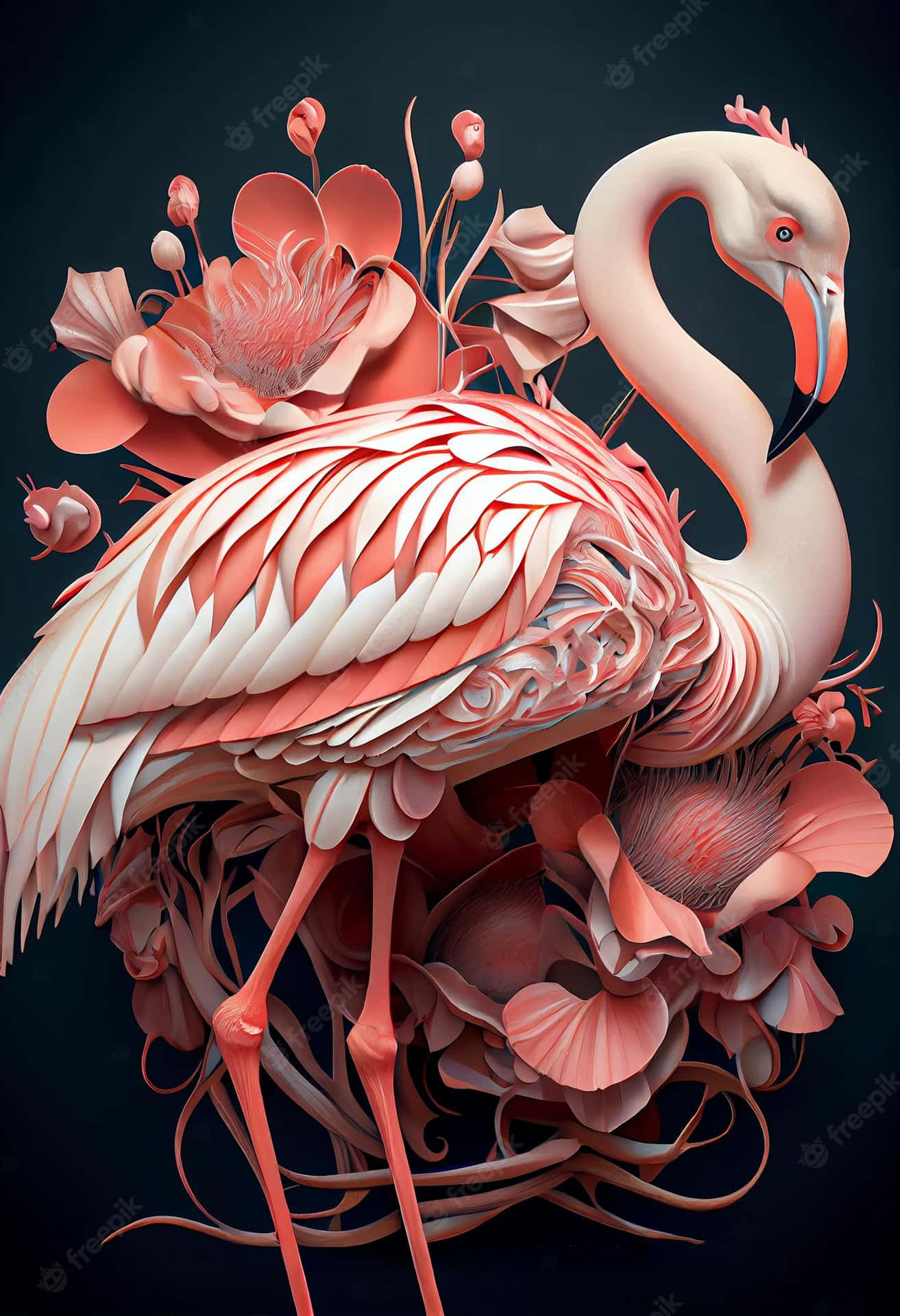 Glitter In The Pink: A Captivating Pink Flamingo In Mid-stride In An Iphone Photo Background