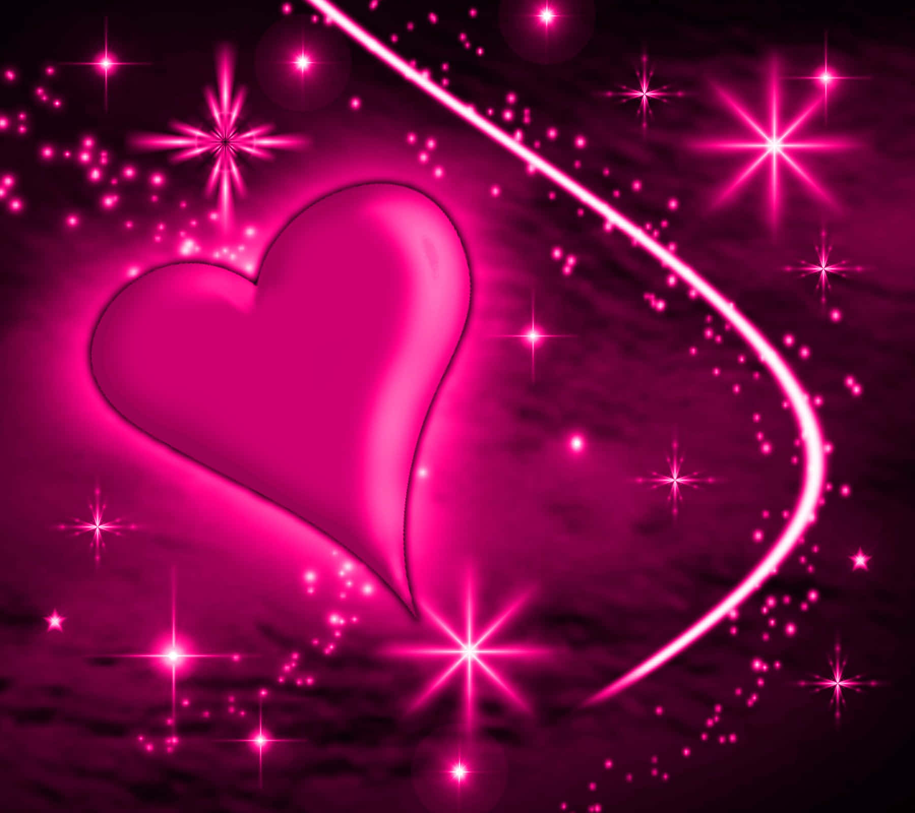 Glitter Pink Hearts On Black Background