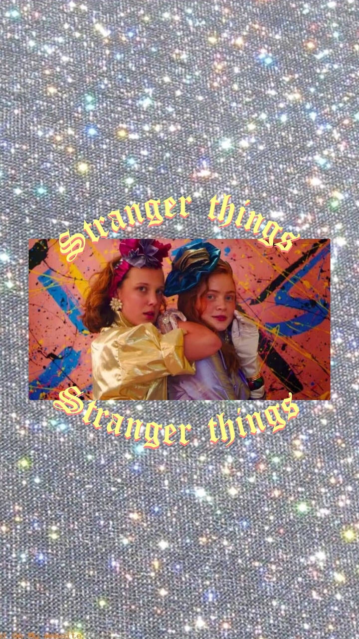 Glittery Aesthetic Stranger Things Eleven And Max Background