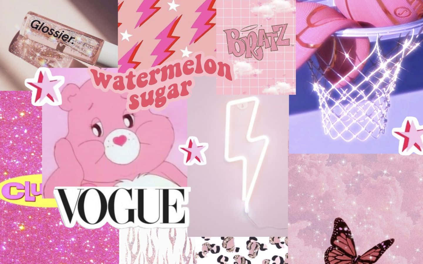 Glittery And Dazzling Aesthetic Pink Collage