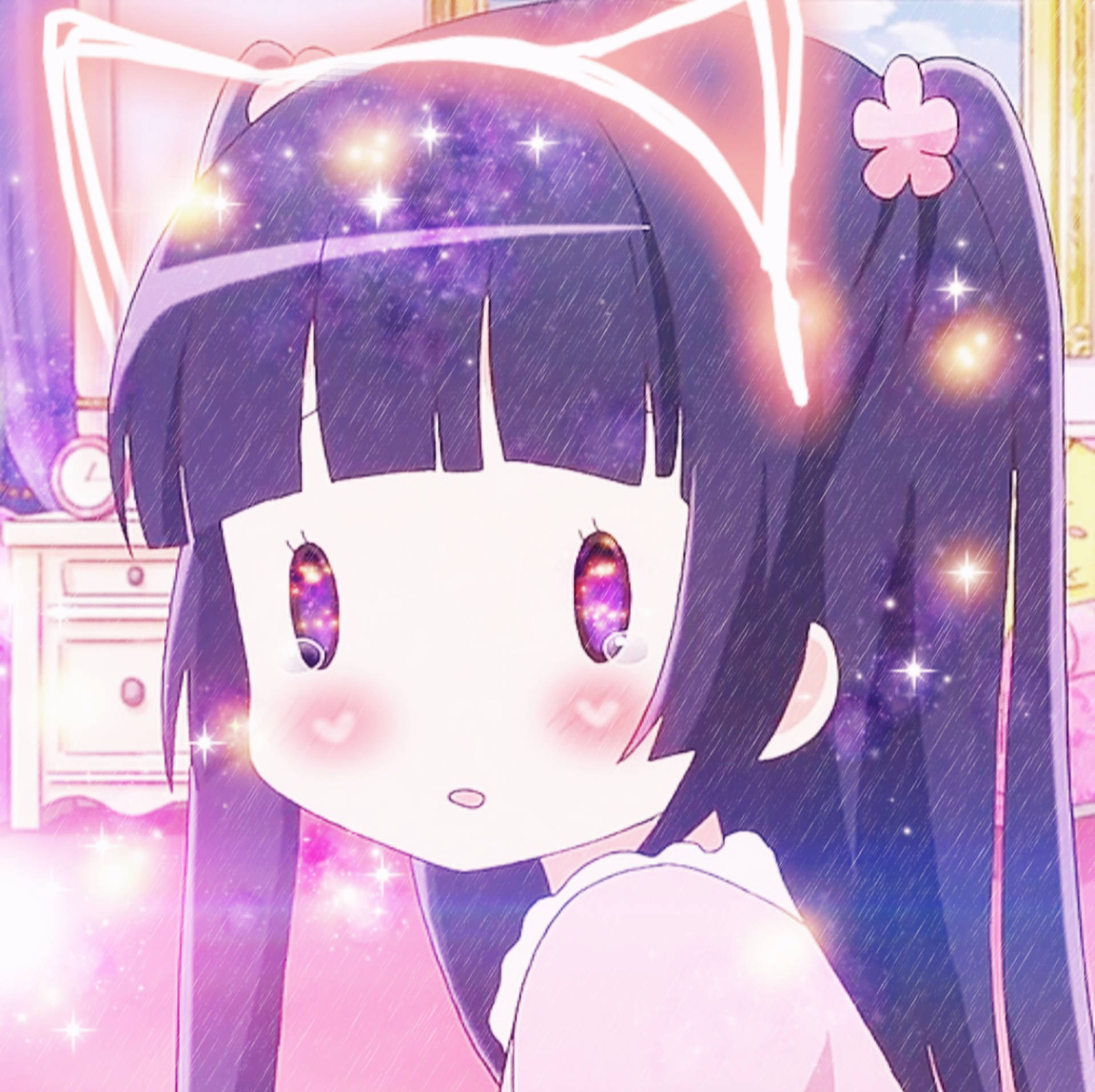 Glittery Girl Anime Pfp Background