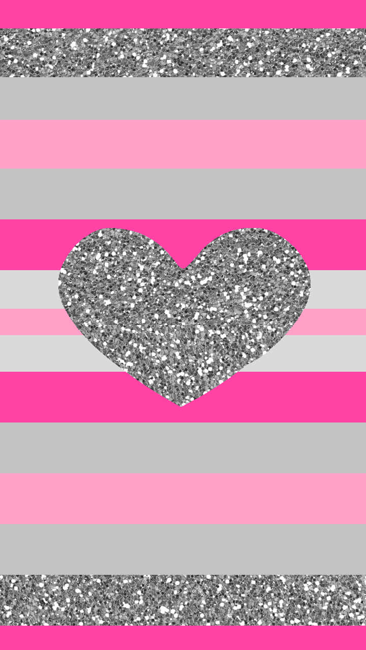 Glittery Pink Hearts Sparkle Magically