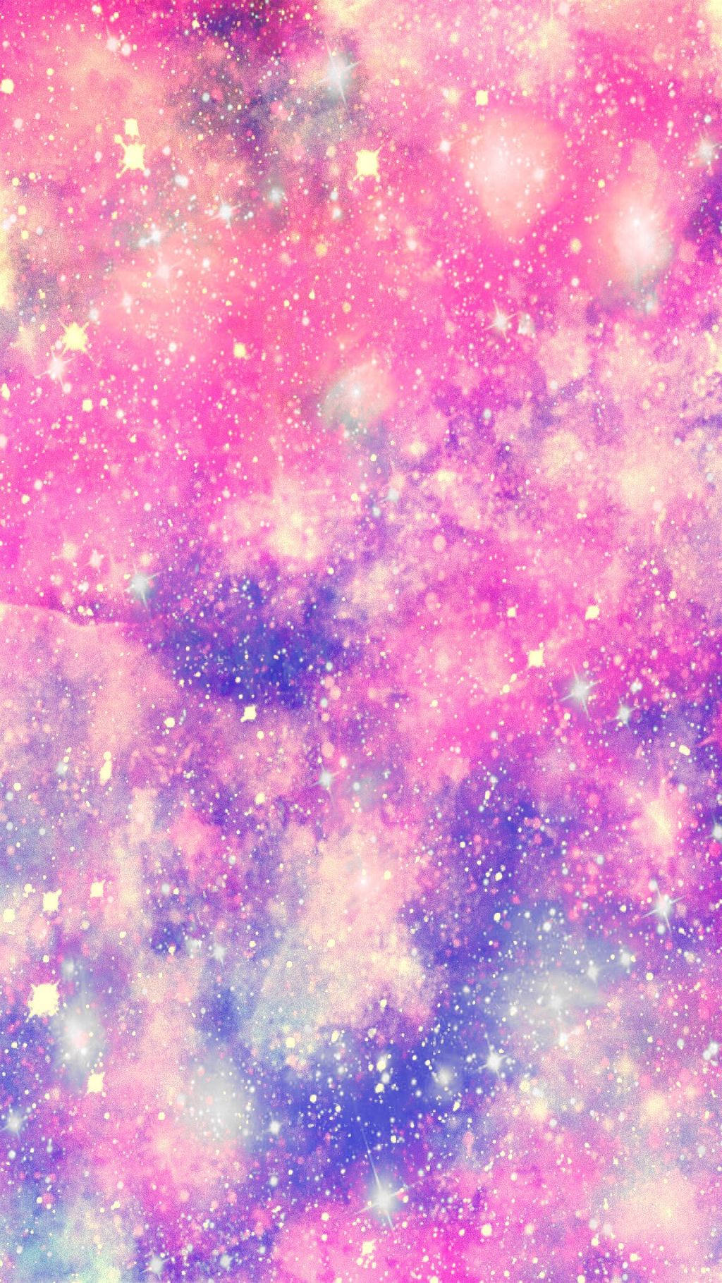 Glittery Pink Pastel Galaxy Background