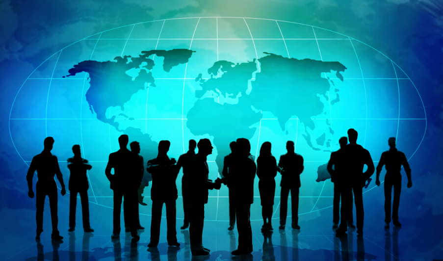 Global Teamwork Silhouettes Background