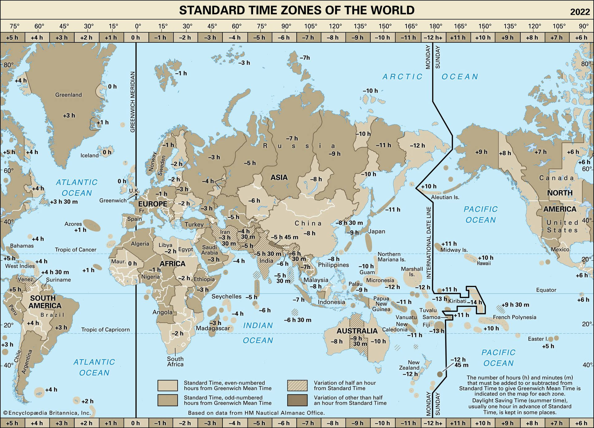 Global Time Zones Map Background