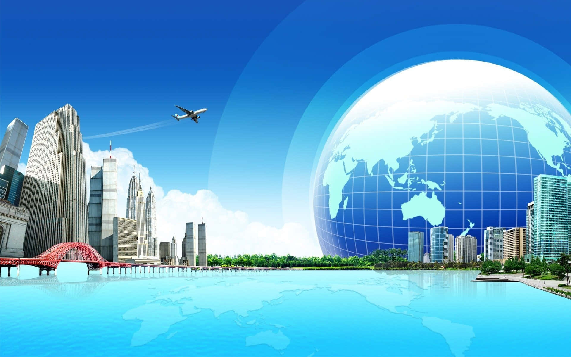 Global Traveland Urban Skyline Background