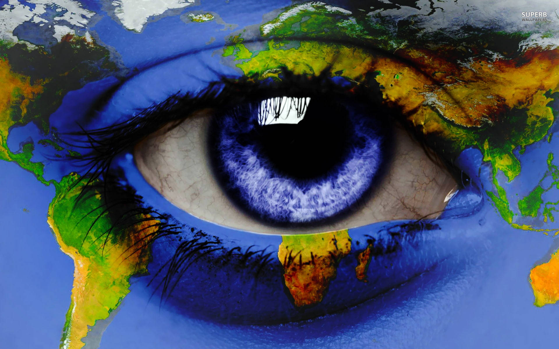 Global Vision_ Eye World Map Art Background