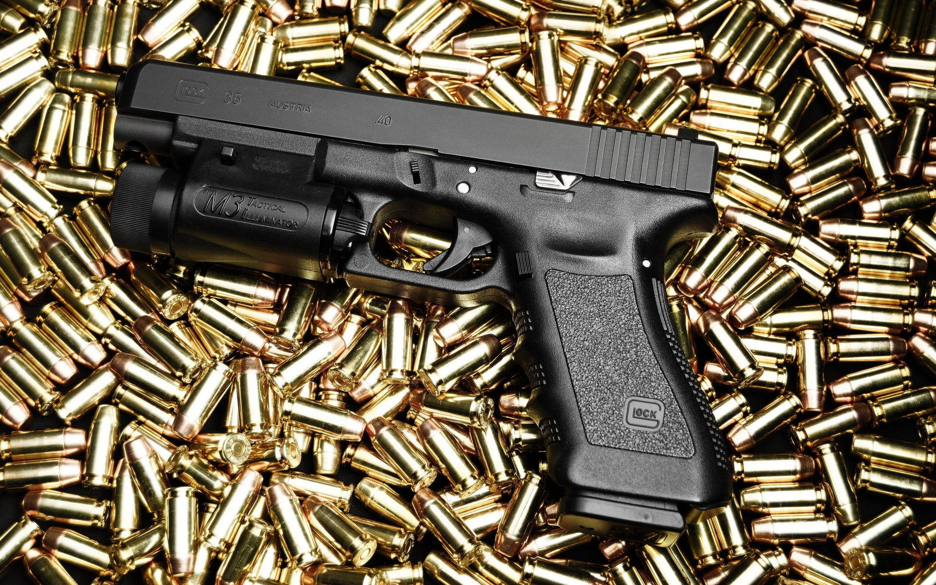 Glock 35 On Bullets Background