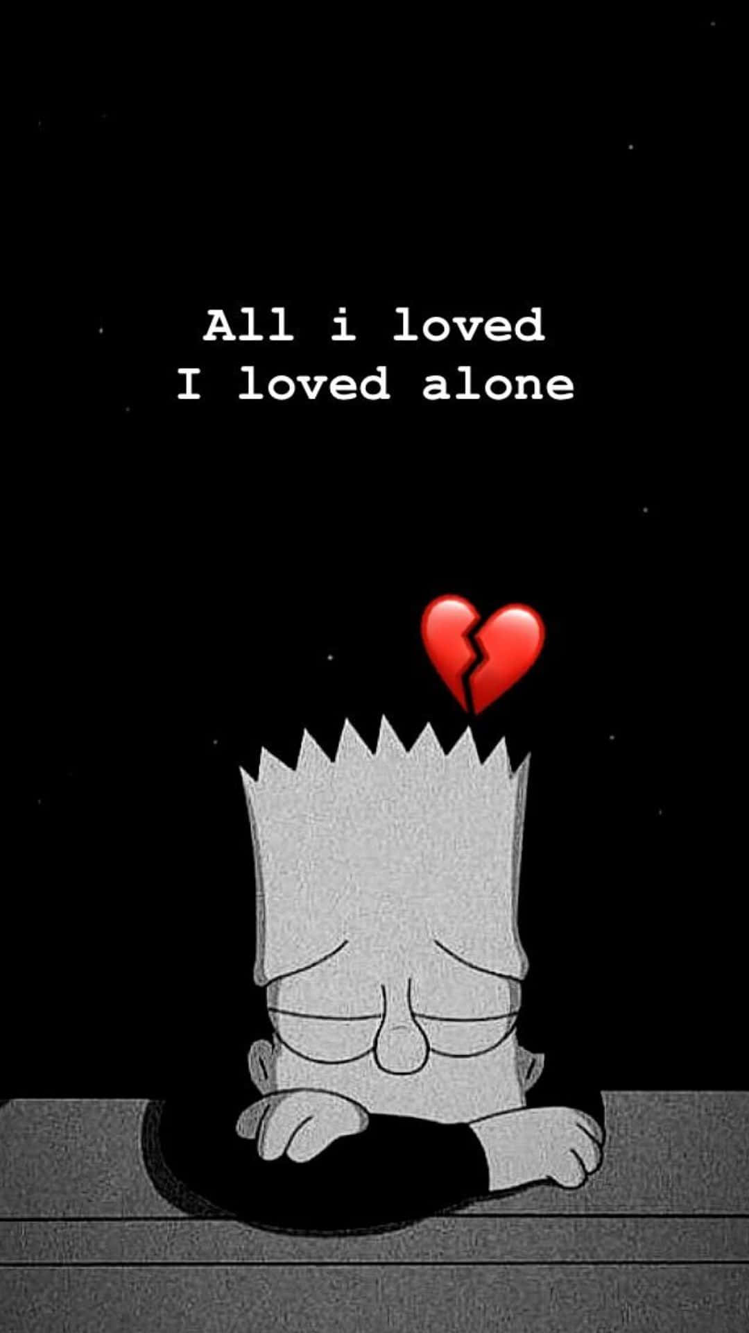 Gloomy Bart Simpson Holding A Black Heart - Perfect For Iphone Backgrounds Background