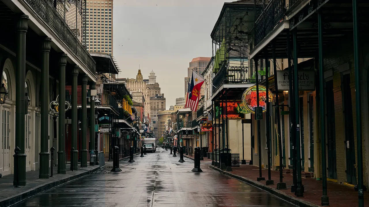 Gloomy Bourbon Street New Orleans Background