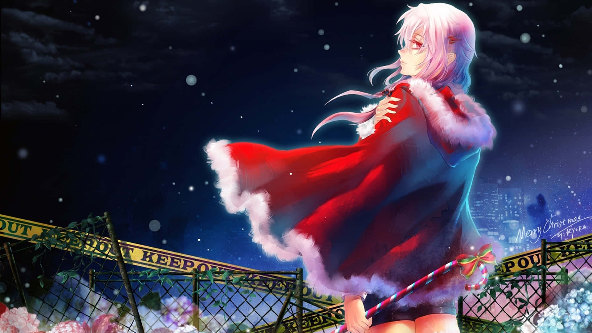 Gloomy Christmas Anime Pfp Of A Girl In Coat Background