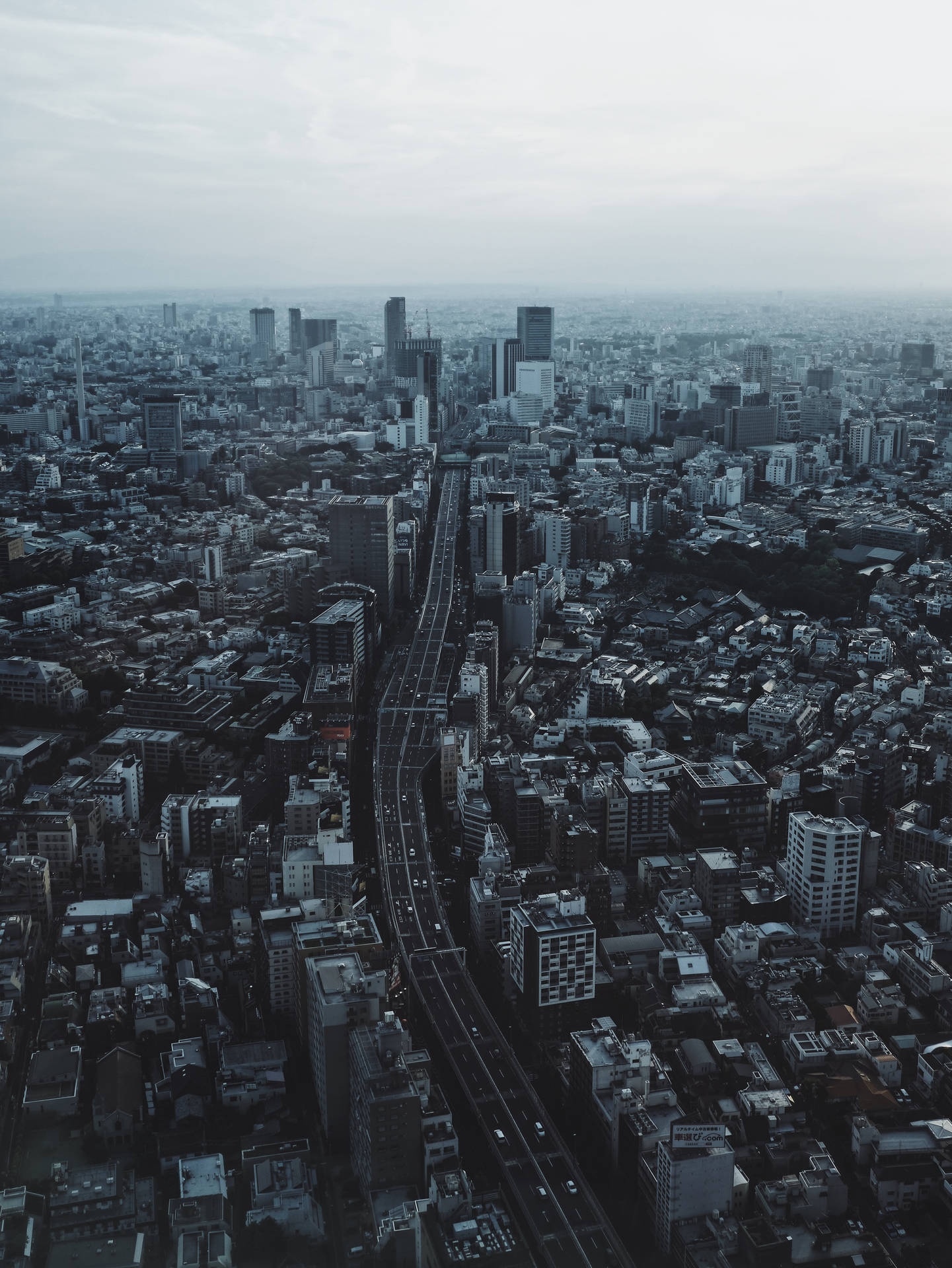 Gloomy City View Of Tokyo Background