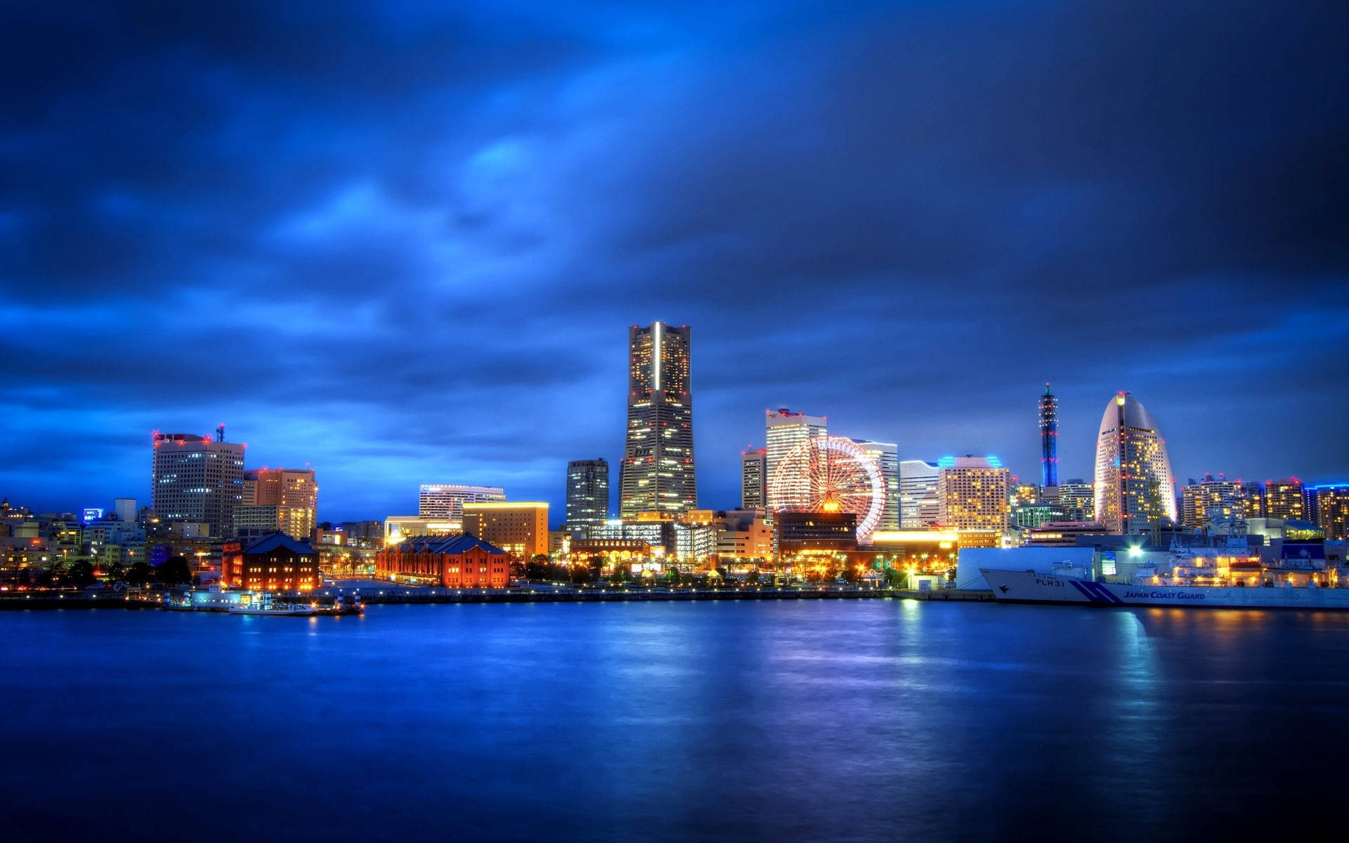 Gloomy Cityscape Of Yokohama Background