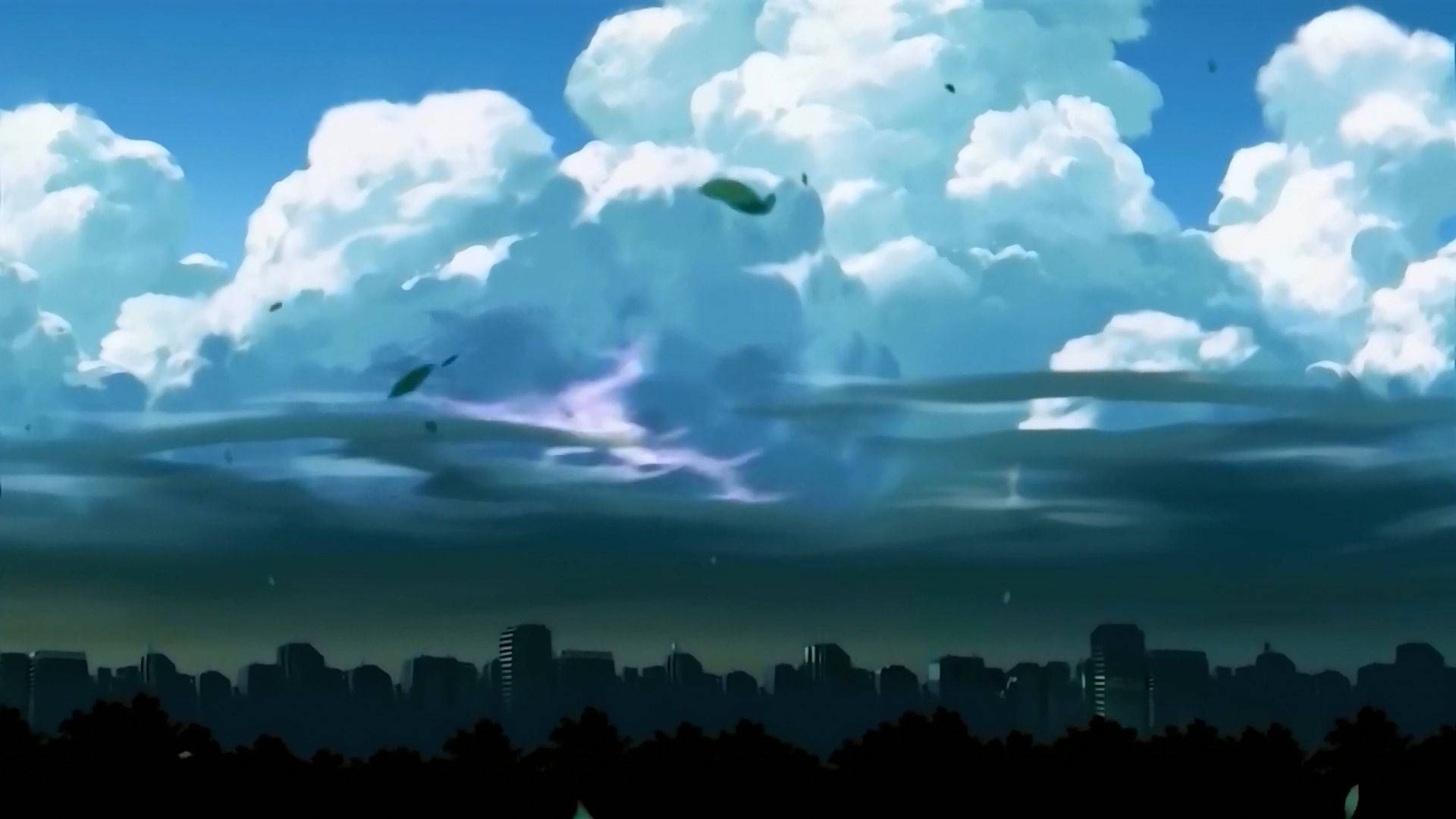Gloomy Clouds Anime Landscape Background