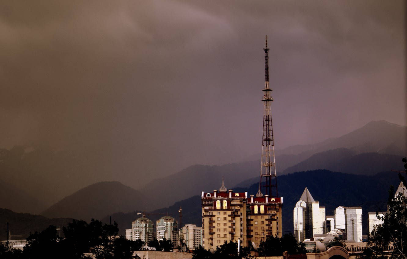 Gloomy Day At The Alma-ata Tower, Almaty Background