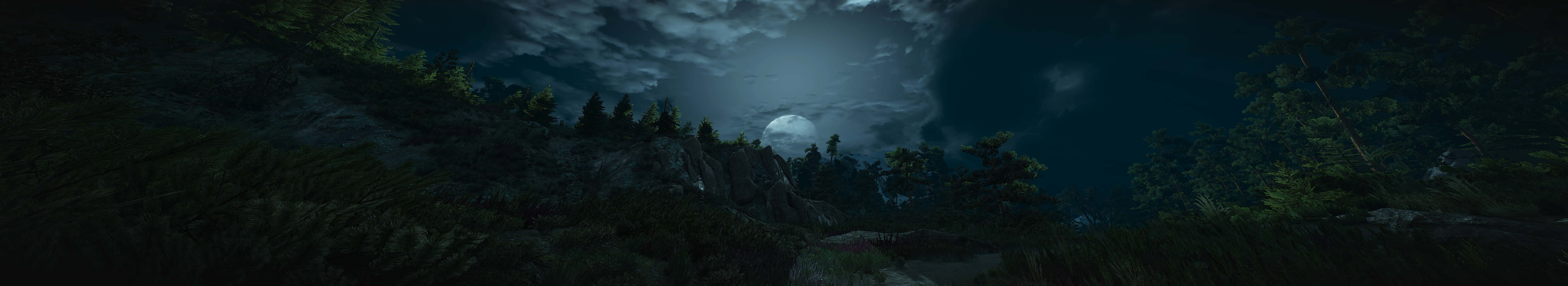 Gloomy Night Dark Triple Monitor Background