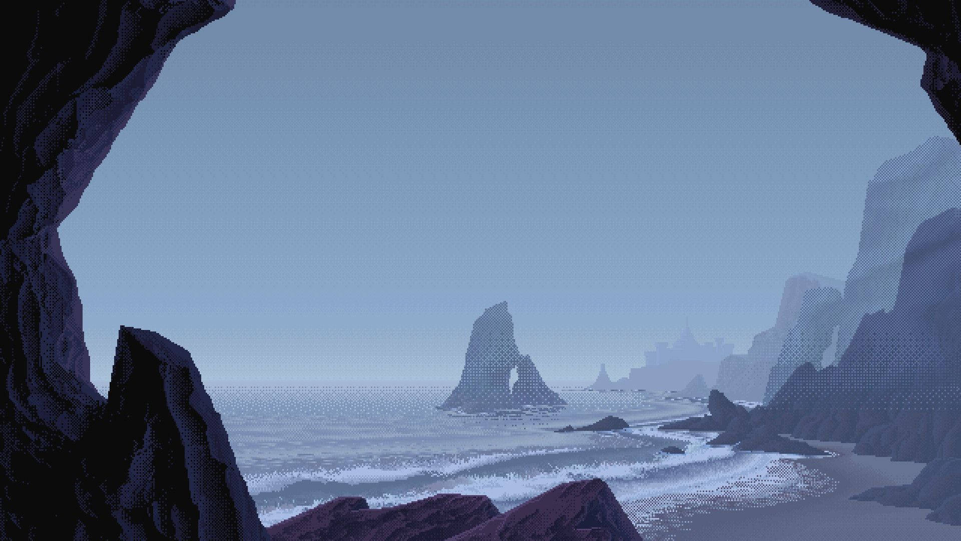Gloomy Ocean 8 Bit Background
