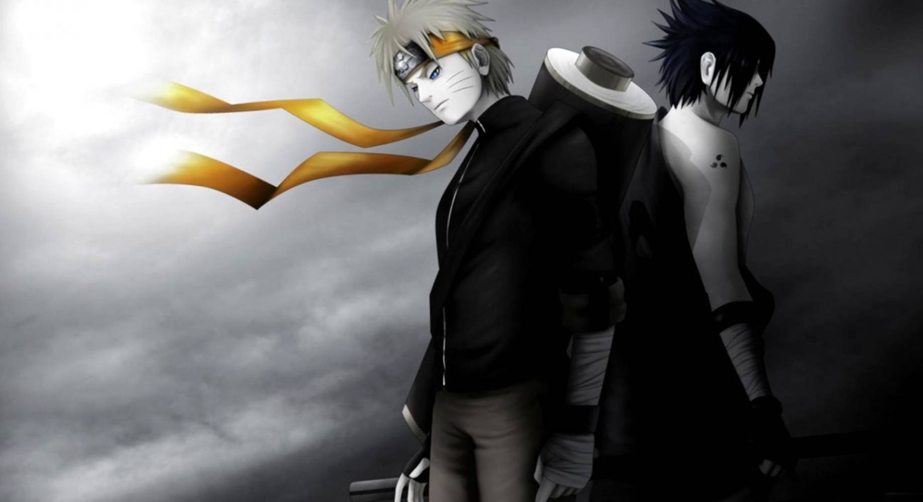 Gloomy Sasuke And Naruto Black Background