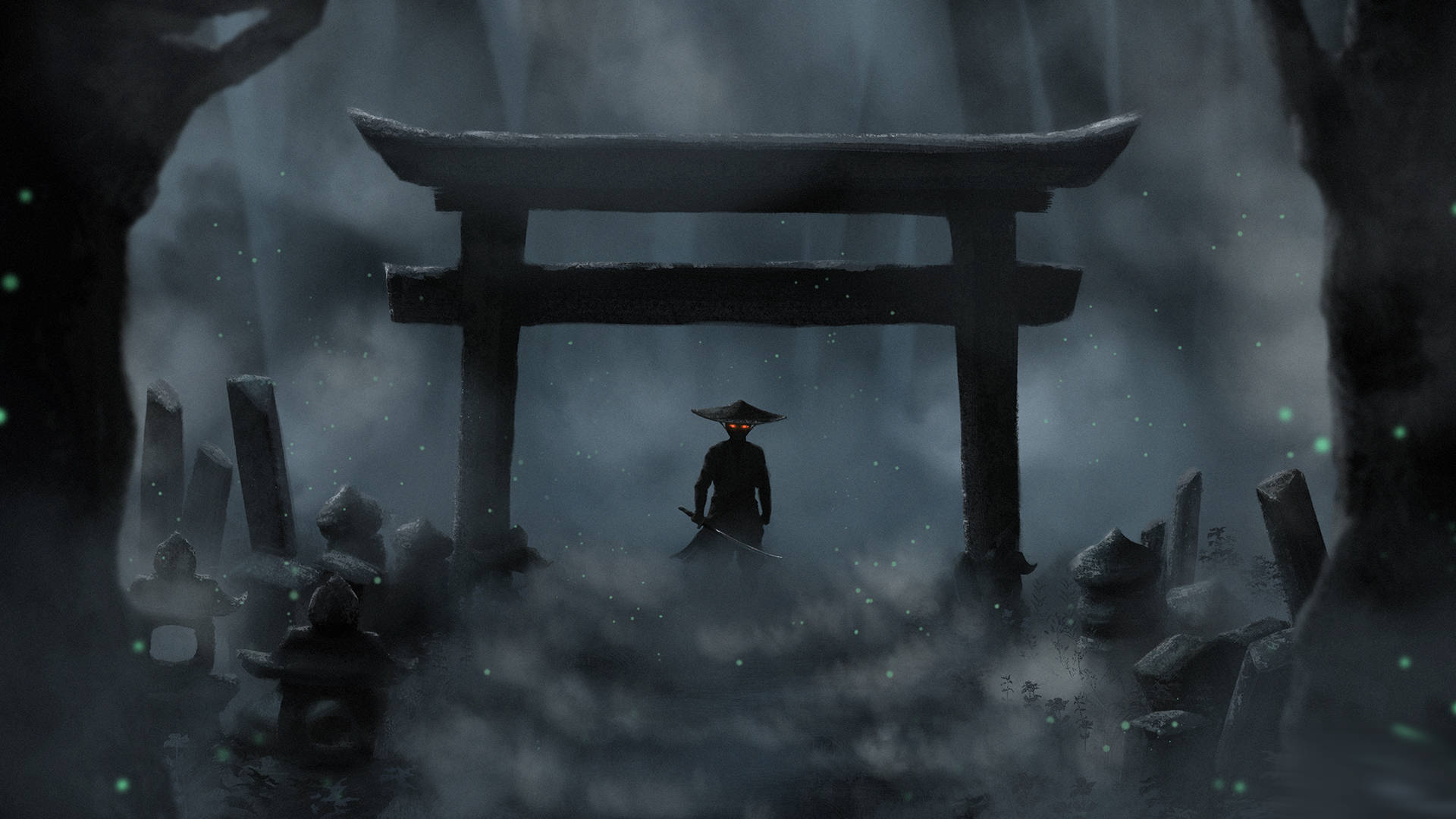 Gloomy Torii Gate Background