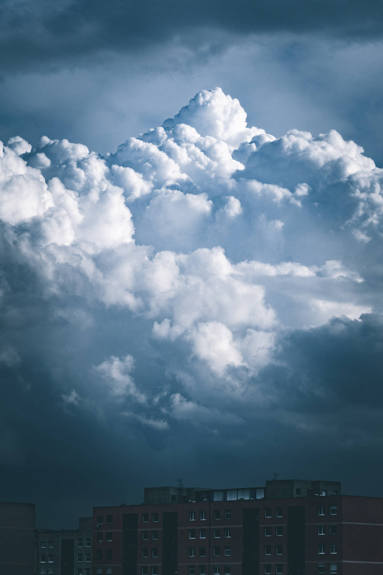 Gloomy Weather Cloudy Sky With Buildings Background