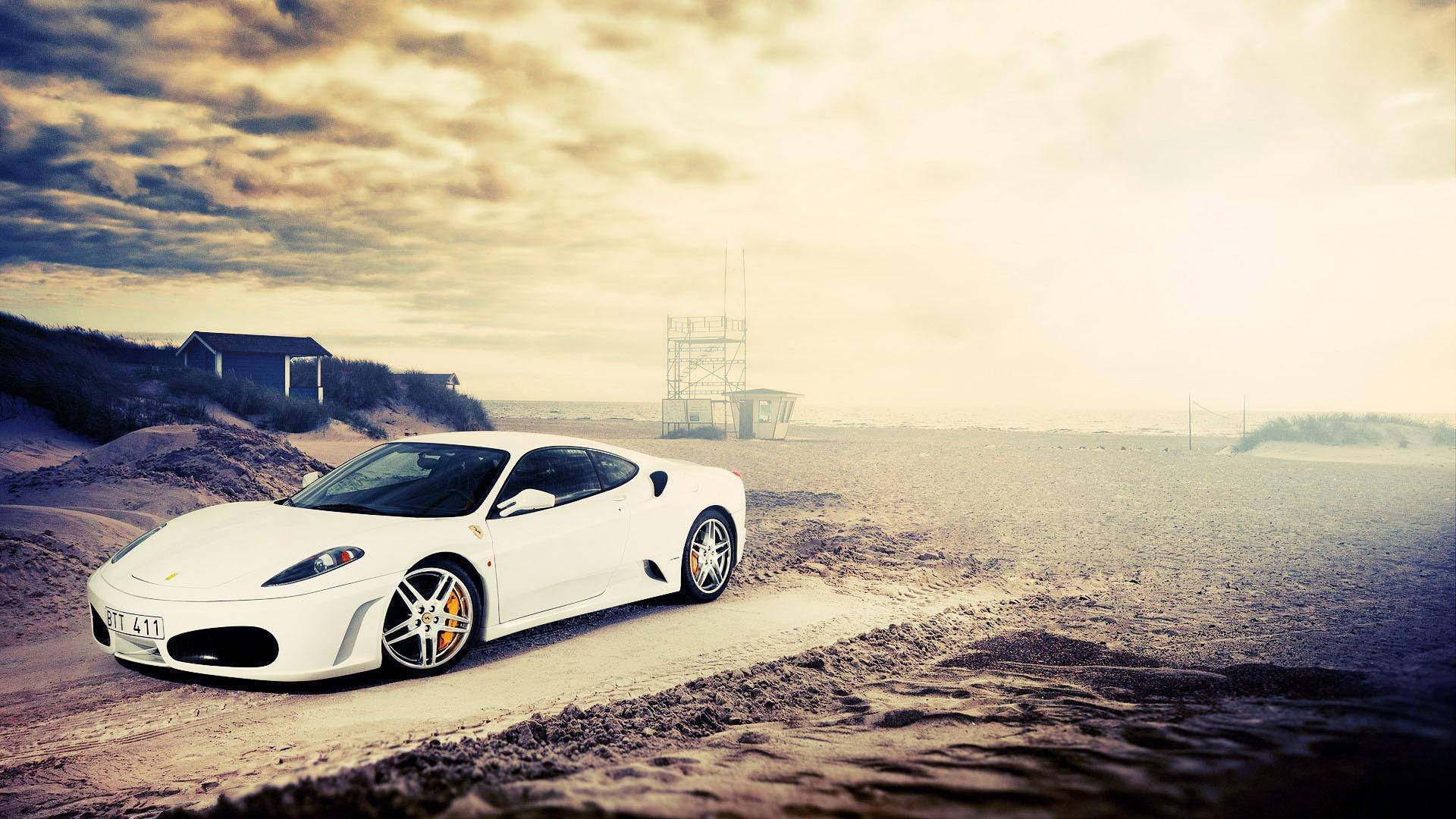 Gloomy White Ferrari Background