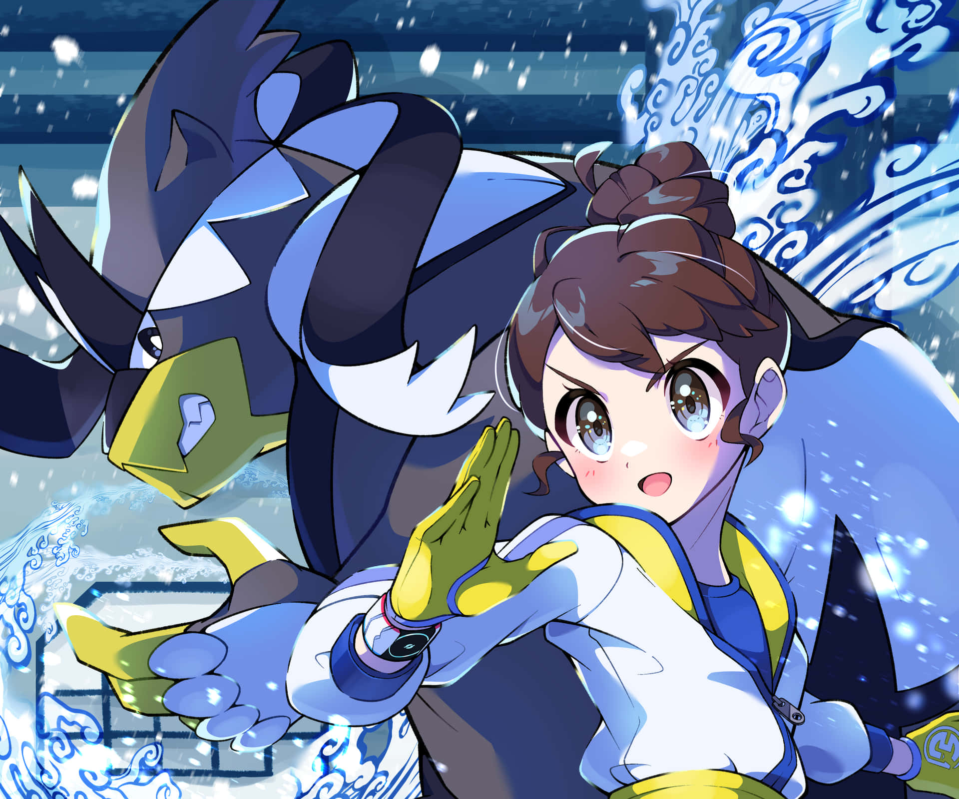 Gloria Trains With The Mighty Legendary Pokémon Urshifu Background