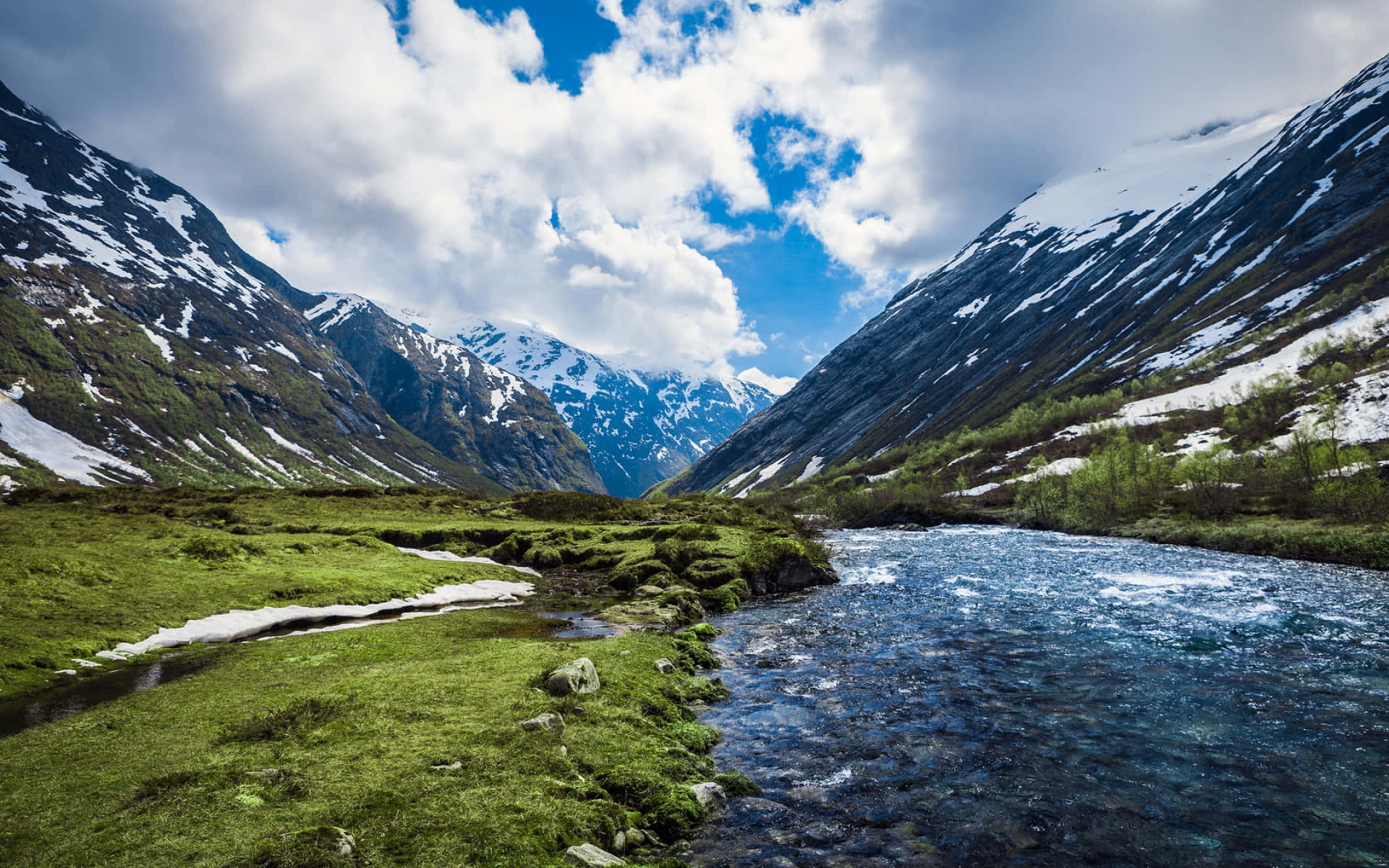 Glorious River And Valley Background