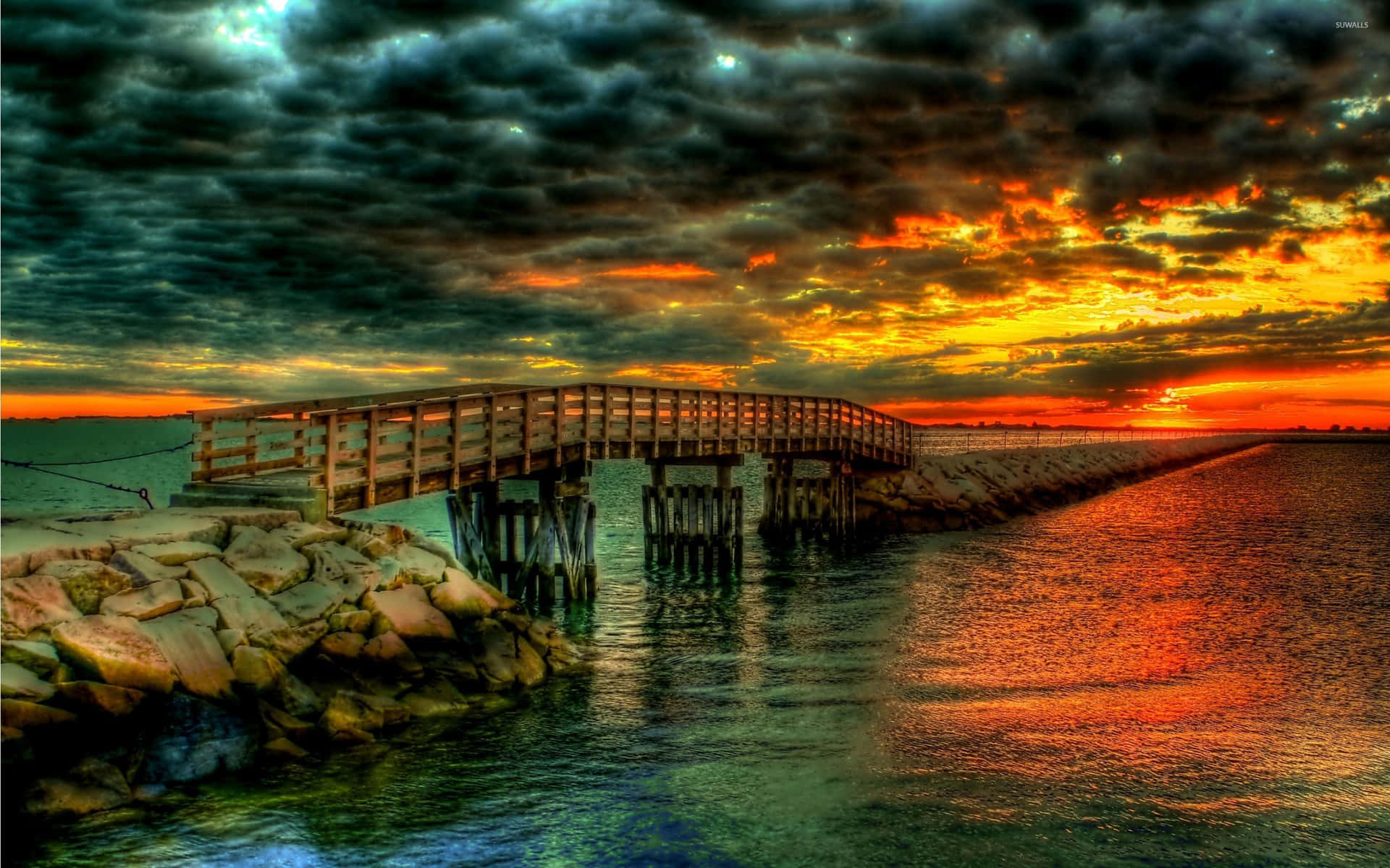 Glorious Structure Of A Wooden Bridge Background