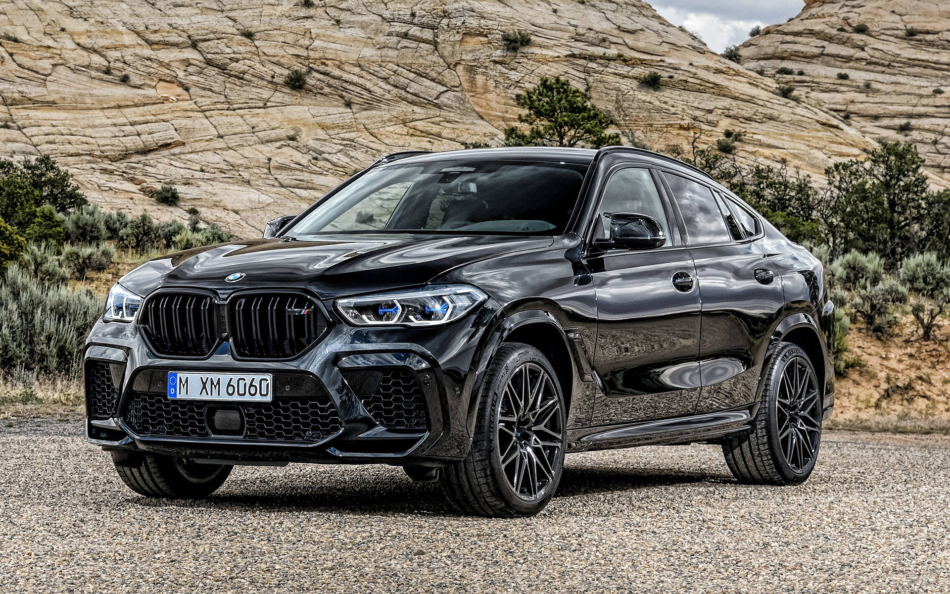 Glossy Black Bmw X6 M Background