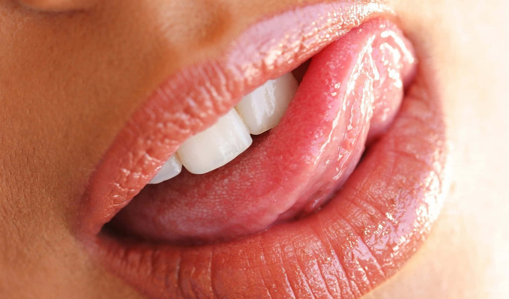 Glossy Lips Tongue Out Background