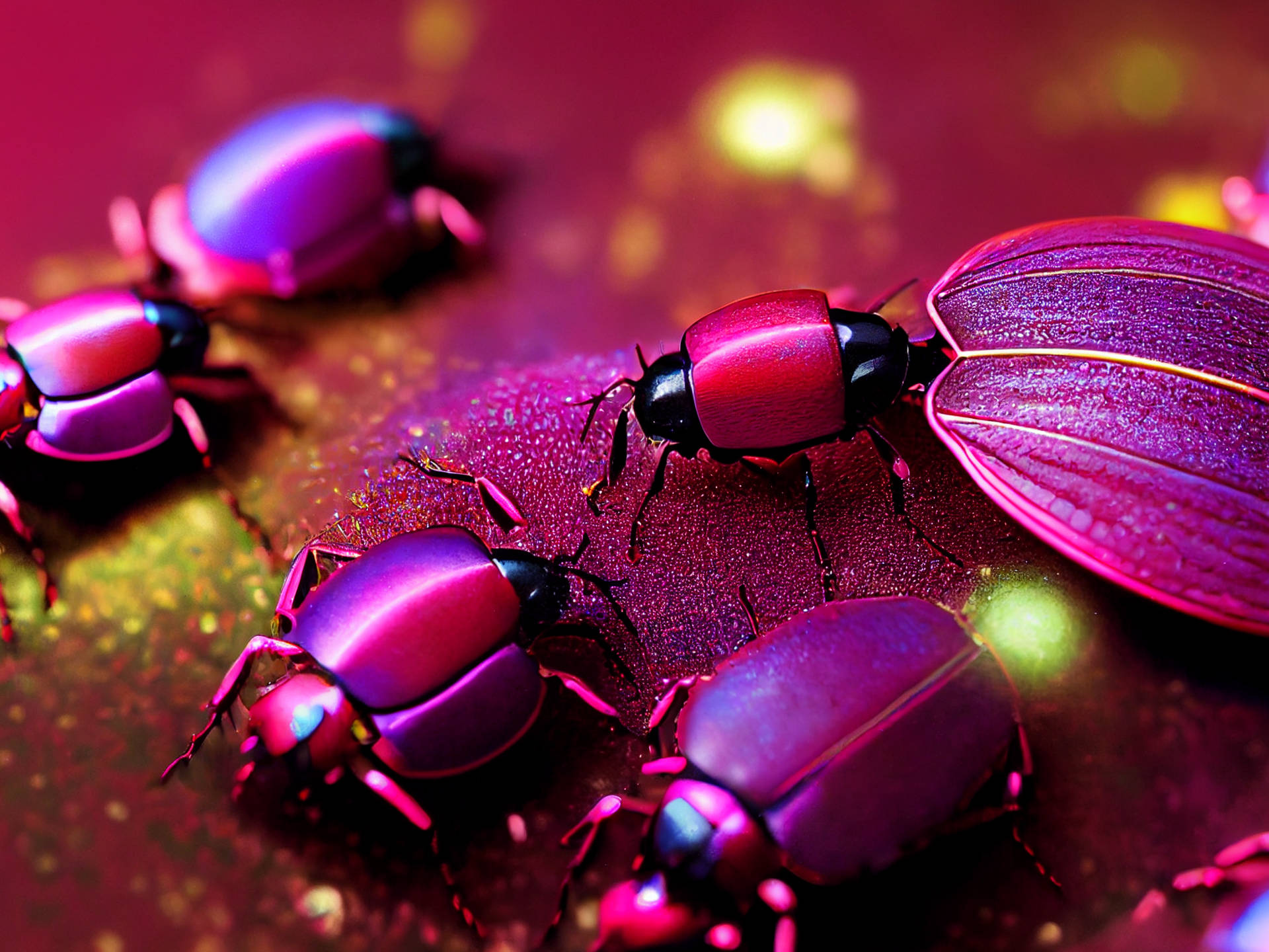 Glossy Magenta Insects Up-close Background