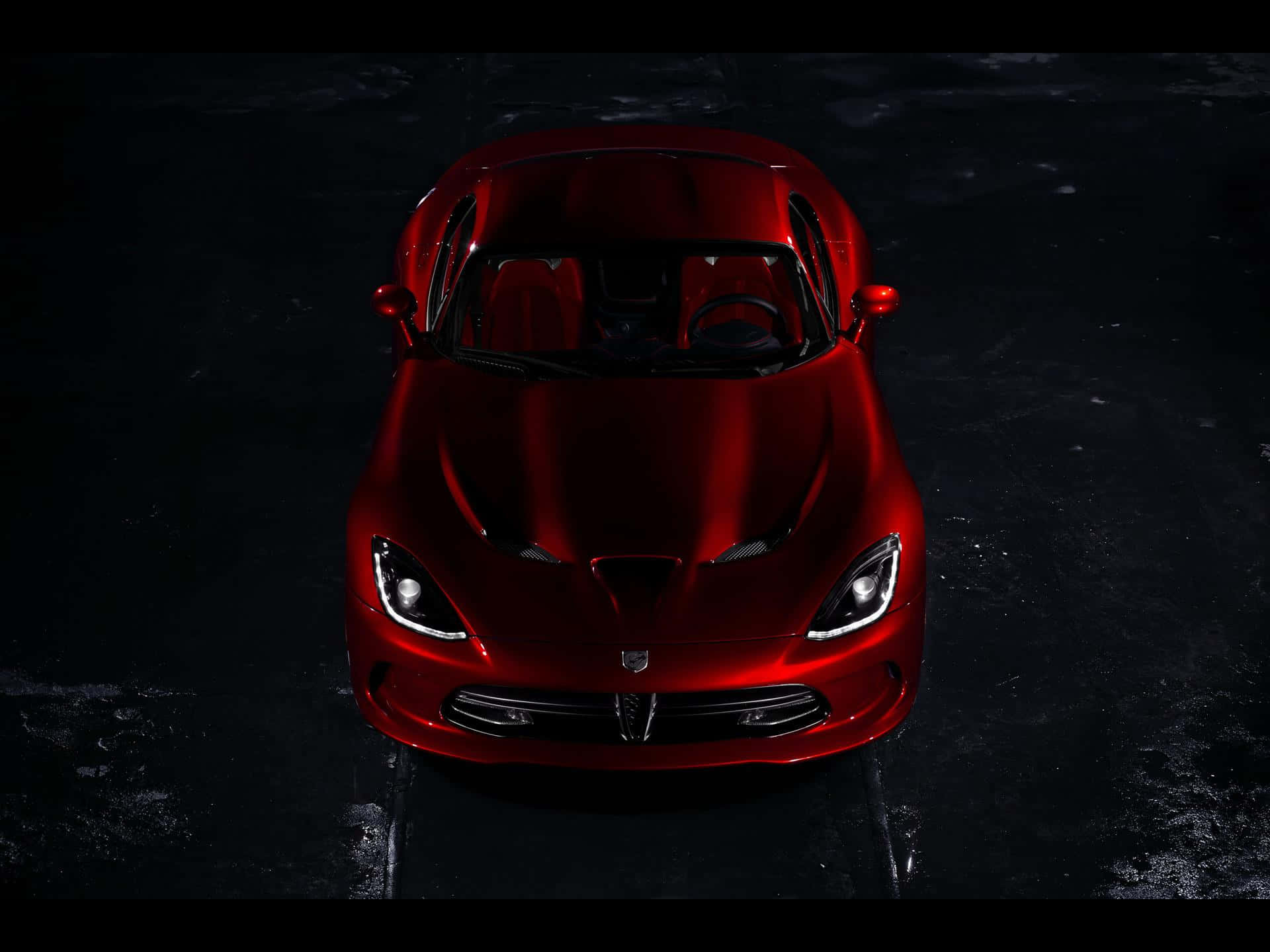 Glossy Red Dodge Viper Top View Background