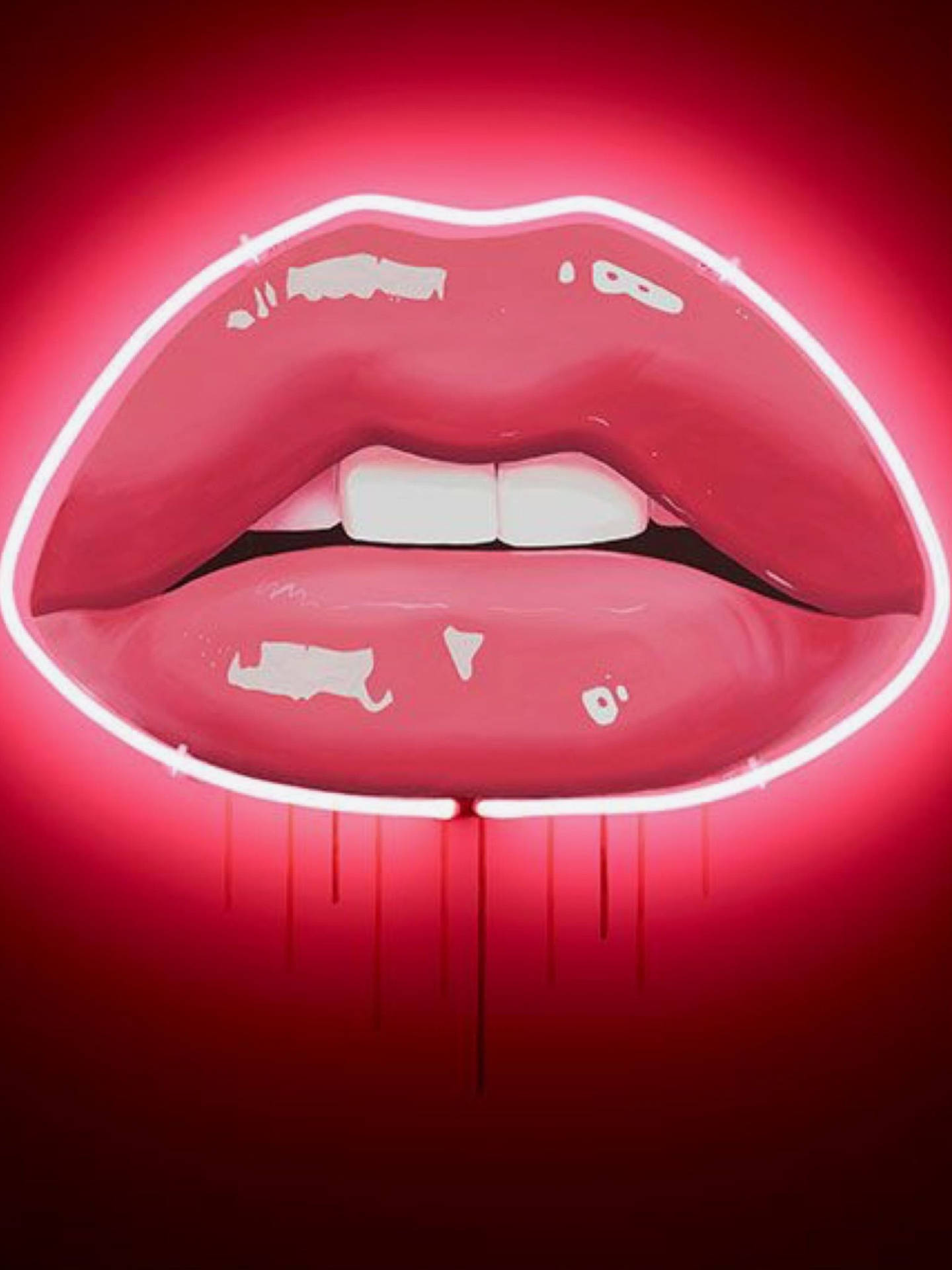 Glossy Rosy Lips Pop Art Background