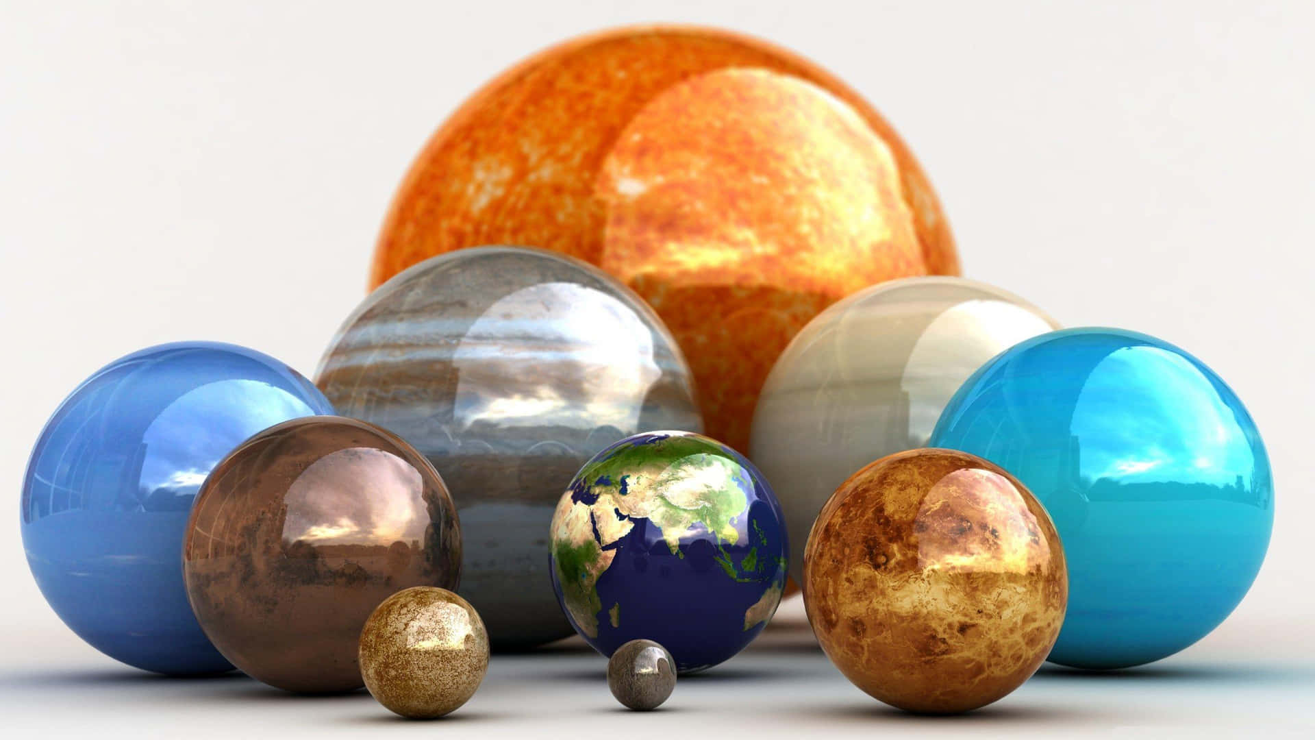 Glossy Solar System Figures Background