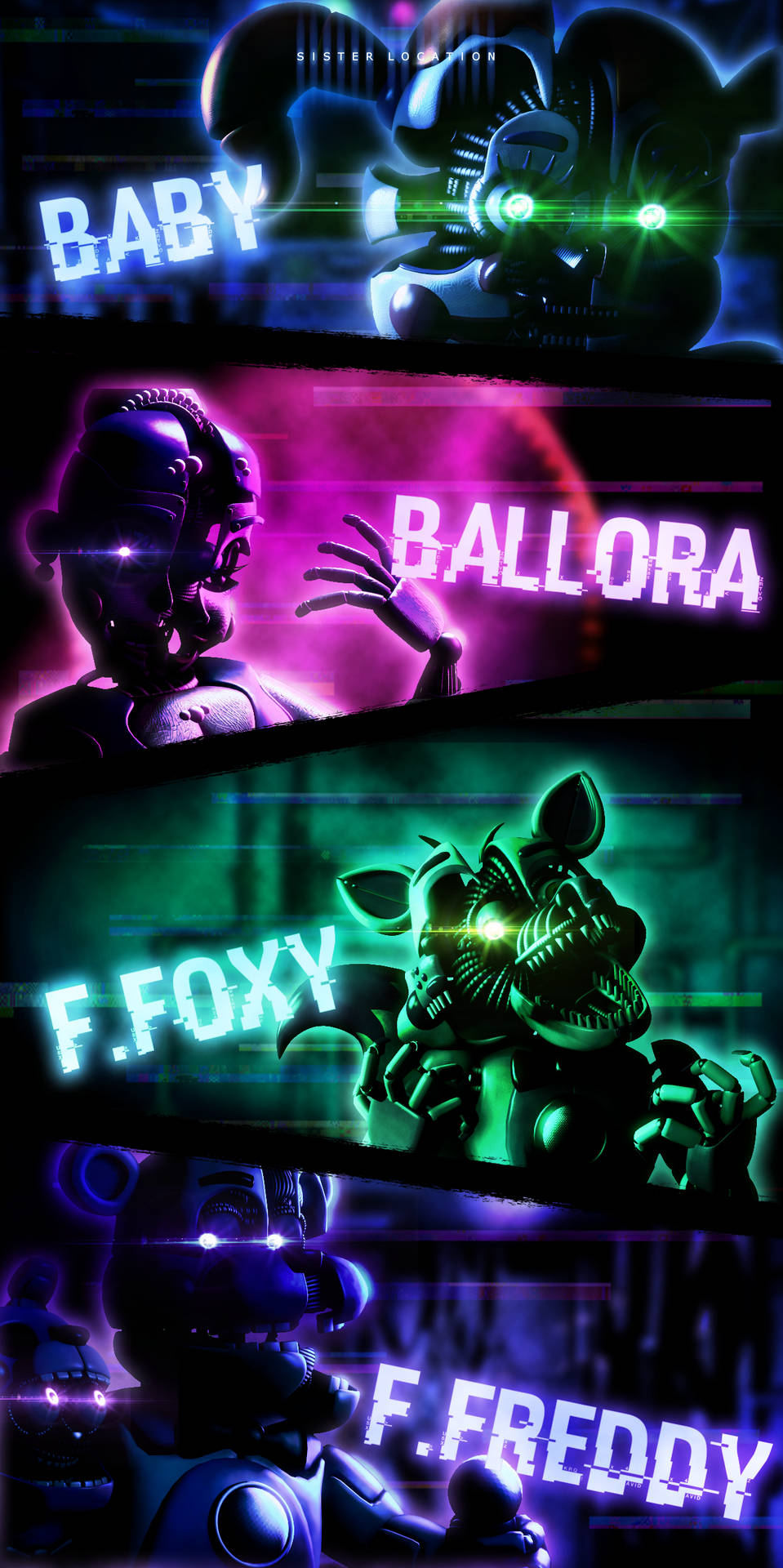 Glow Collage Fnaf Funtime Characters Background