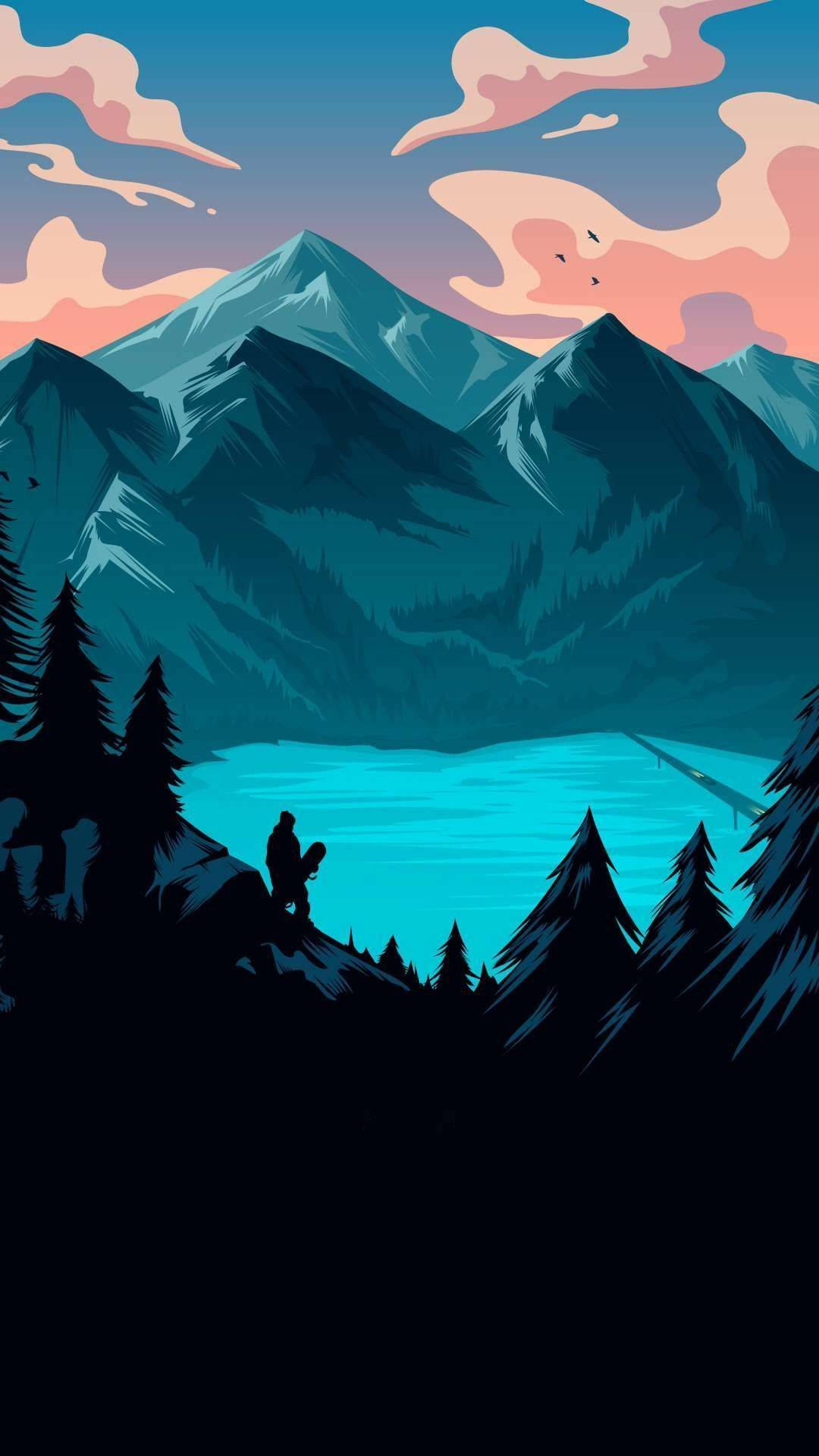 Glow In The Dark Lake As A Minimalist Nature Background